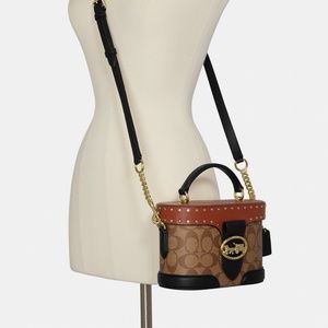 Coach Brown and Black Crossbody Bag with Gold Accents